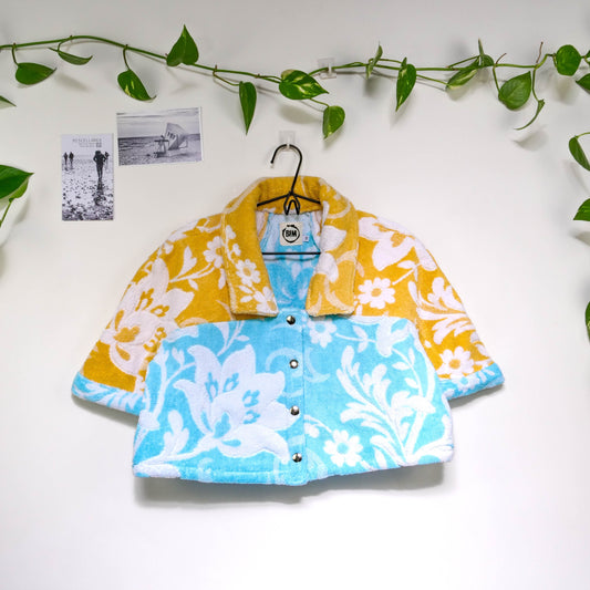 Chemise en éponge vintage - Bleu et jaune à fleur T38