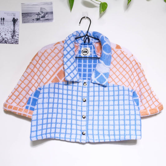 Chemise en éponge vintage - Bleu et orange à carreaux T36