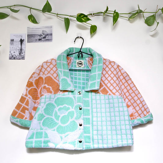 Chemise en éponge vintage - Vert et orange à carreaux T40