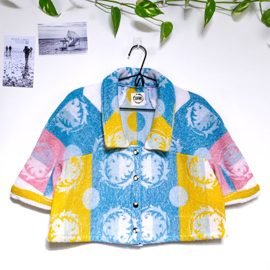 Chemise en éponge vintage - Bleu jaune et rose T36