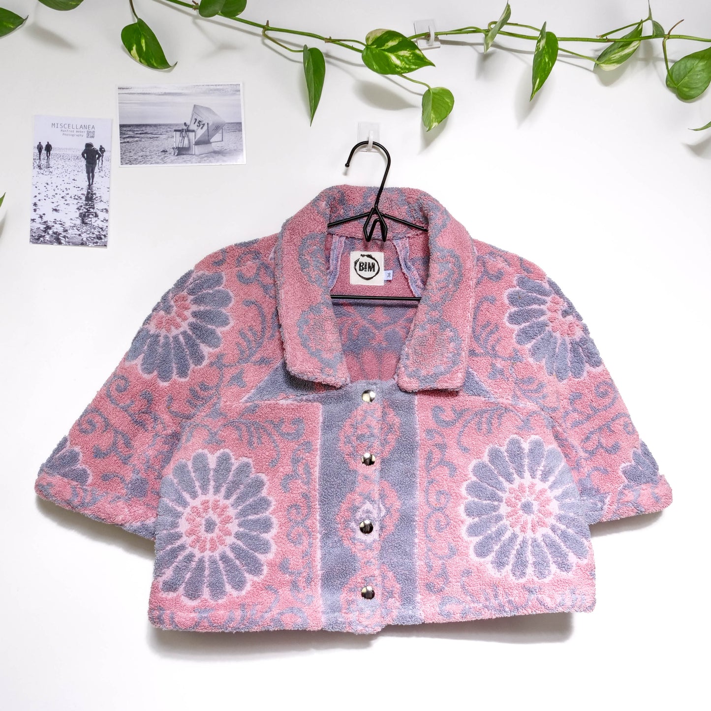 Chemise en éponge vintage - Rose et gris à fleur T36