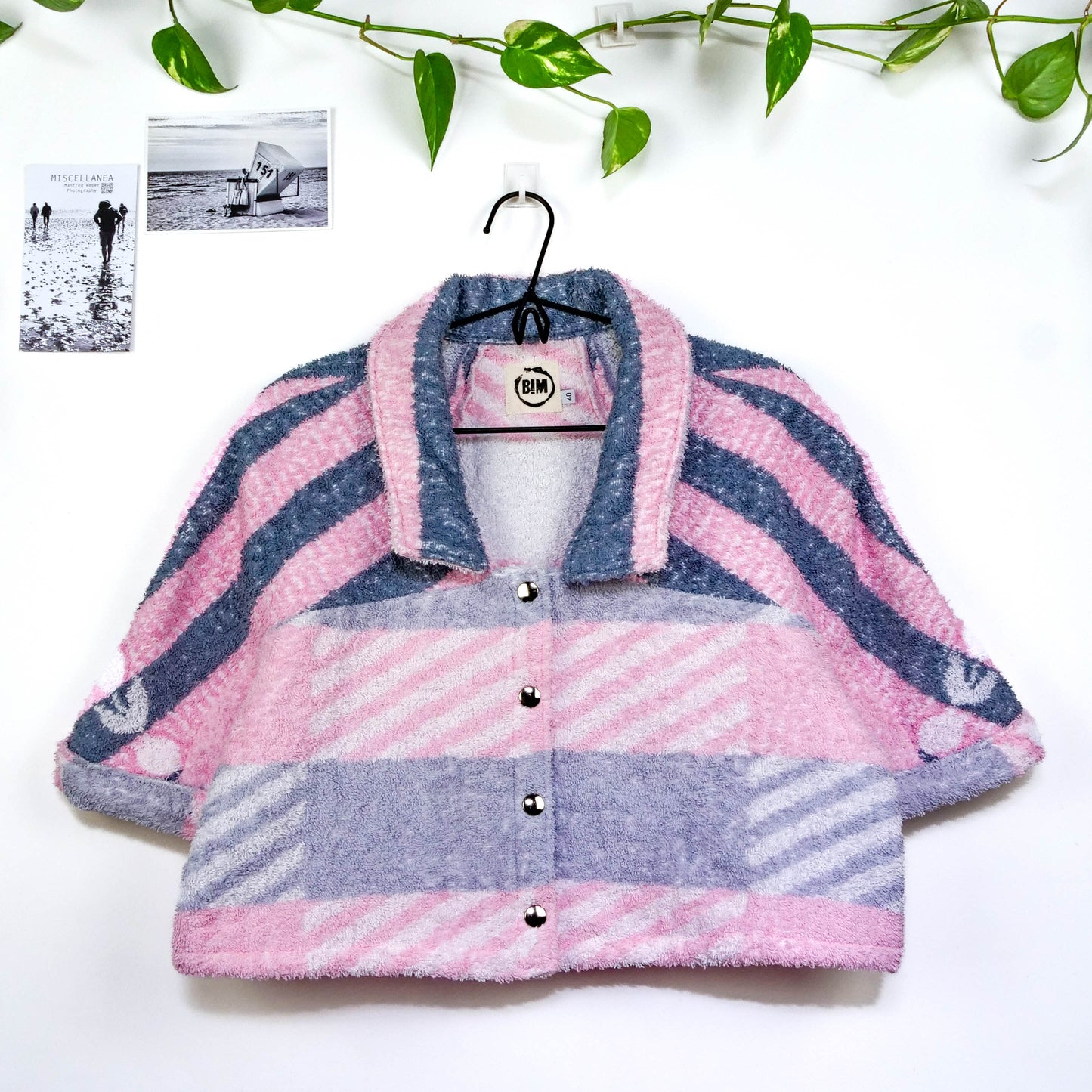 Chemise en éponge vintage - Rose à rayure T40