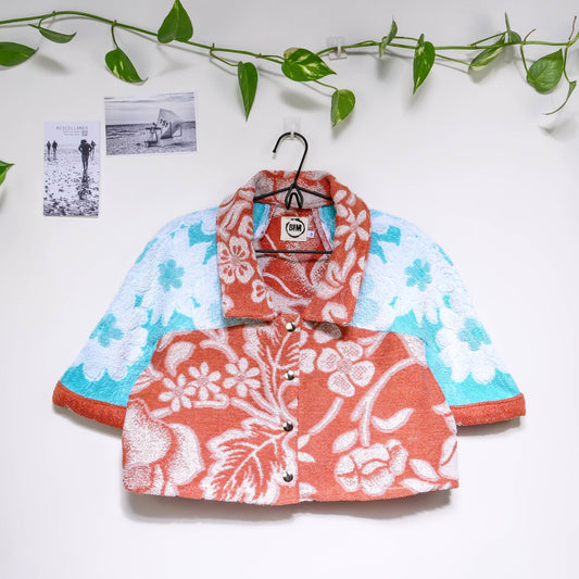 Chemise en éponge vintage - Bleu et rouge à fleur T38