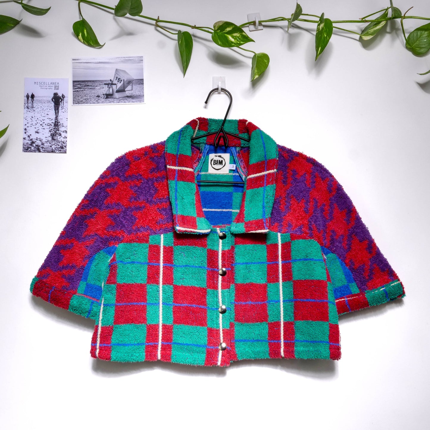 Chemise en éponge vintage - Tartan vert et rouge T34