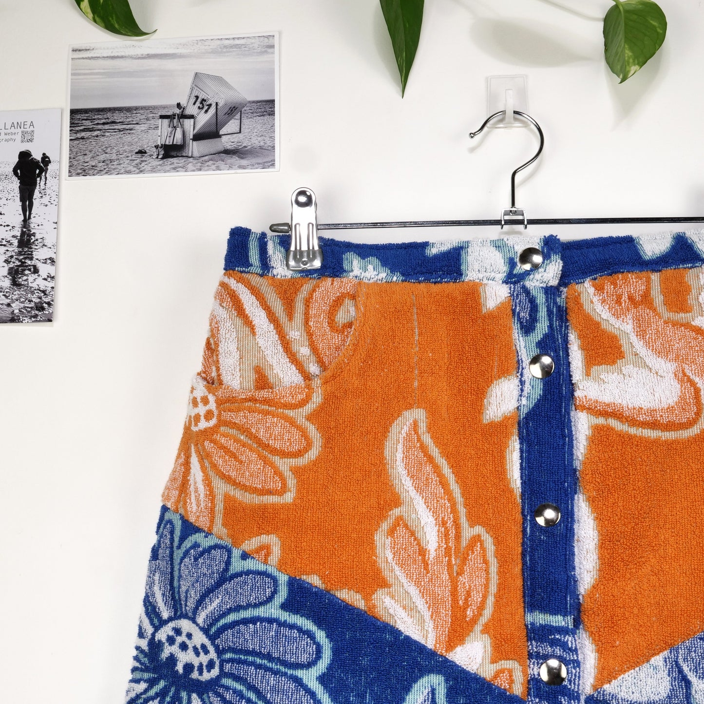 Jupe en éponge vintage - Orange et bleu à fleur T40