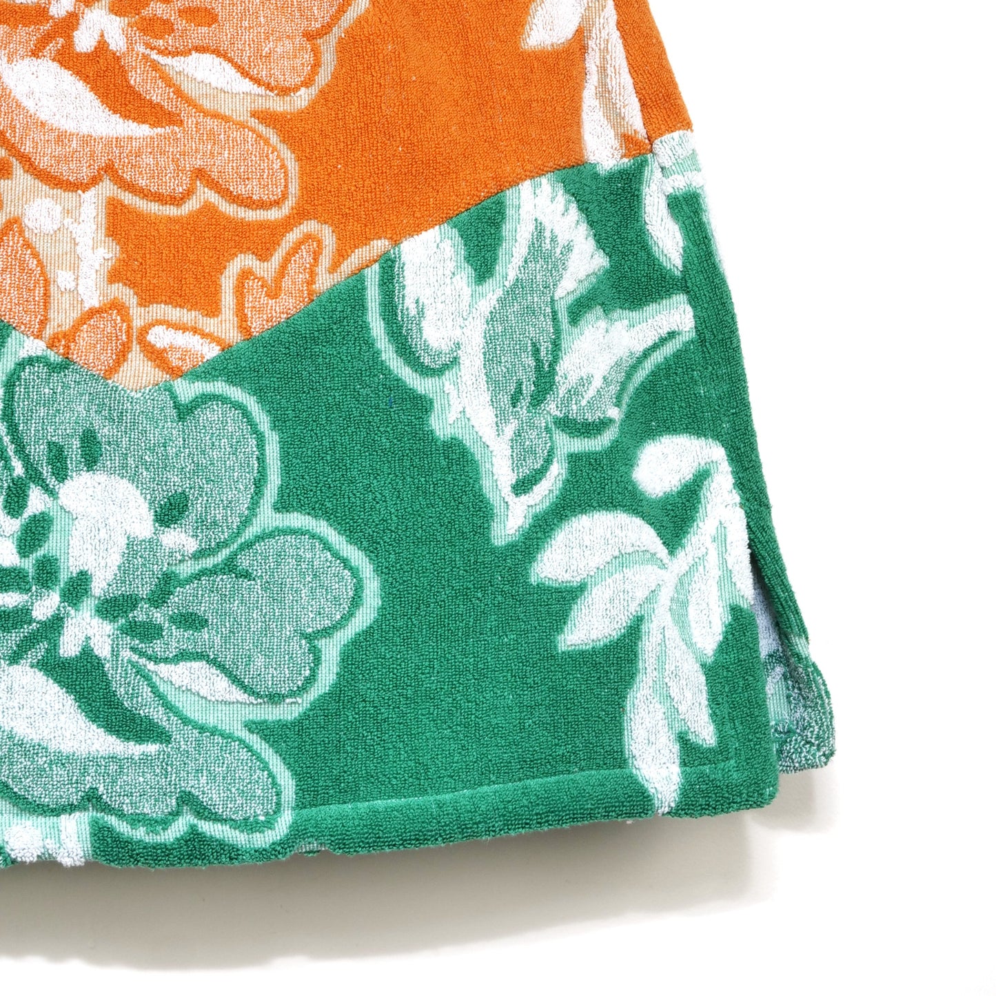 Jupe en éponge vintage - Orange vert à fleur T42